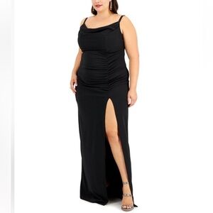 Emerald Sundae Women’s Trendy Plus Size Cowlneck Side-Ruched Maxi Dress 14